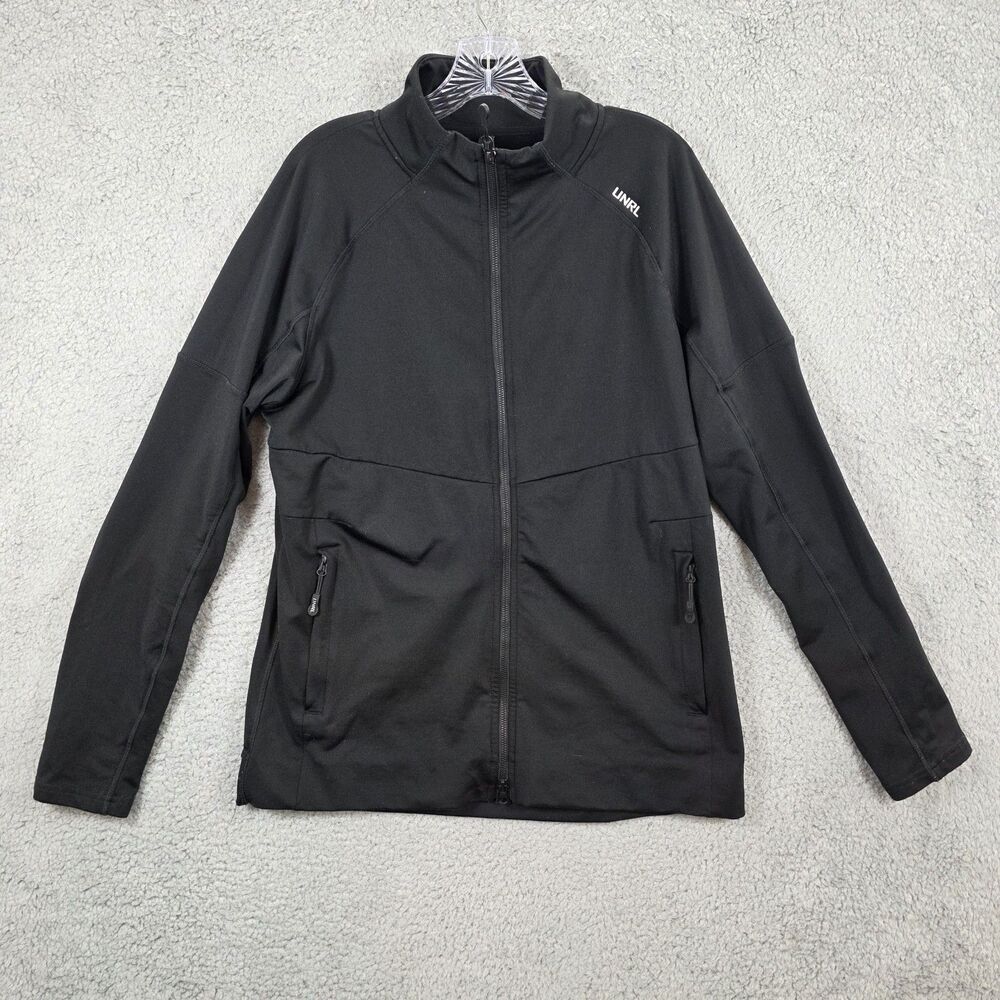 UNRL Hoodie Men's Black Full Zip Stretch Jacket Sweatshirt Athletic Size M
